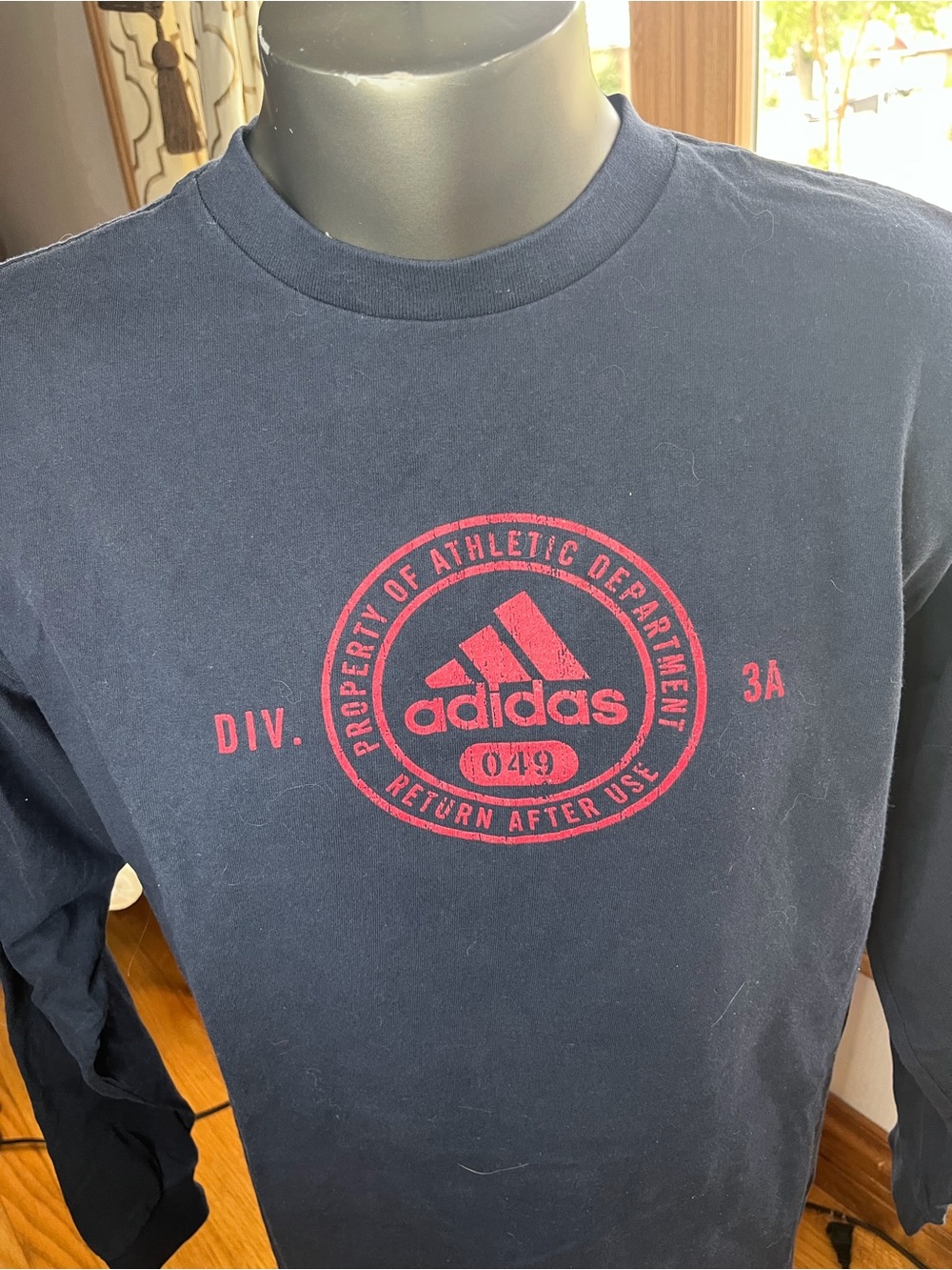 Adidas Navy with Red Logo Long Sleeve Pullover size XL